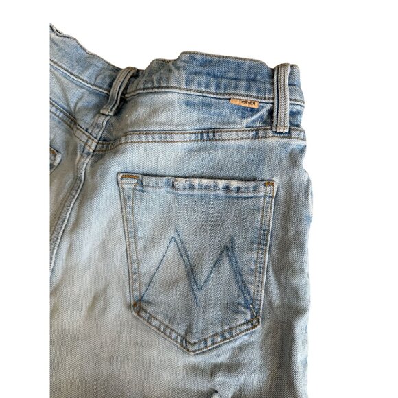 MOTHER Superior Ultra High Waist Tomcat Kick Fray Denim Shorts Size 28 - Picture 8 of 11